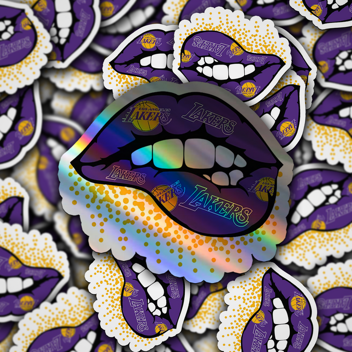 Los Angeles Lakers Lip Sticker - Holographic or Glossy - Waterproof - Great Gift NBA Stickers - Rozovy
