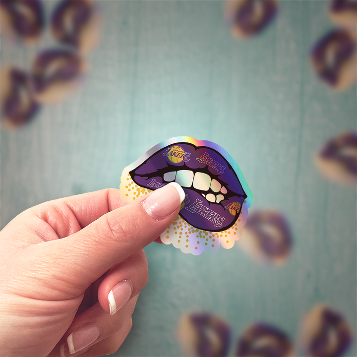 Los Angeles Lakers Lip Sticker - Holographic or Glossy - Waterproof - Great Gift NBA Stickers - Rozovy