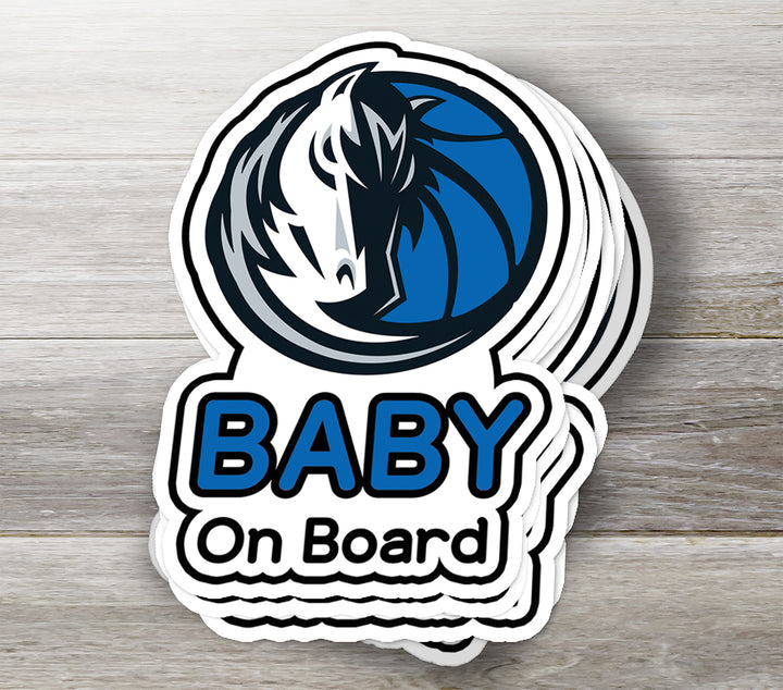 Dallas Mavericks ‘Baby on Board’ Sticker – Blue NBA Car Decal