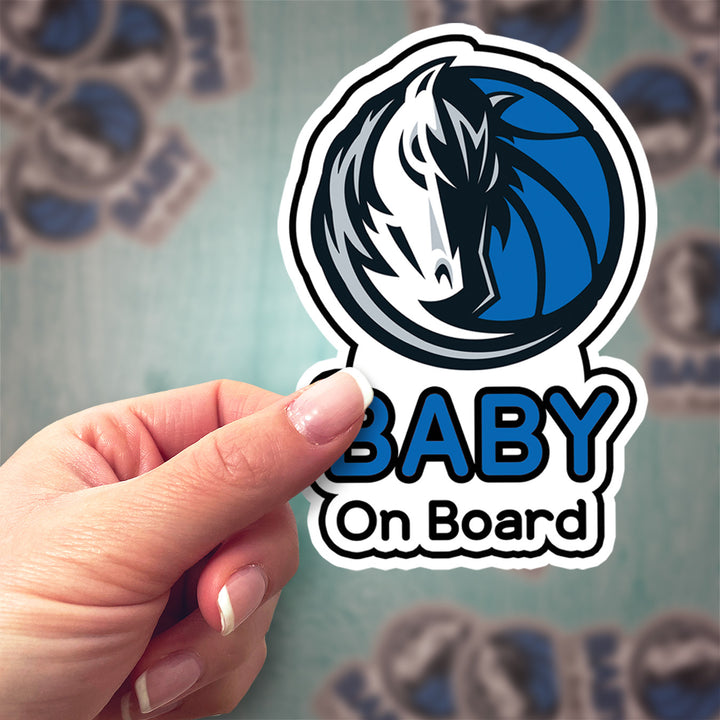 Dallas Mavericks ‘Baby on Board’ Sticker – Blue NBA Car Decal