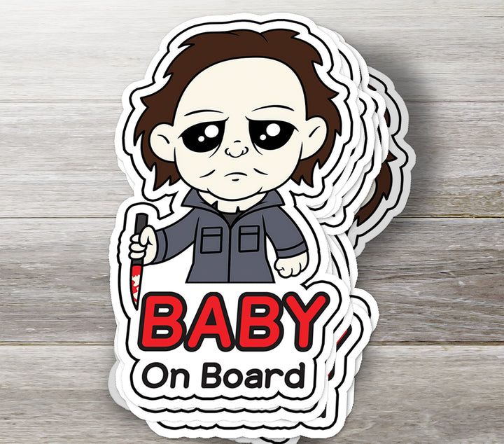 Michael Myers ‘Baby on Board’ Horror Sticker – Spooky & Fun!