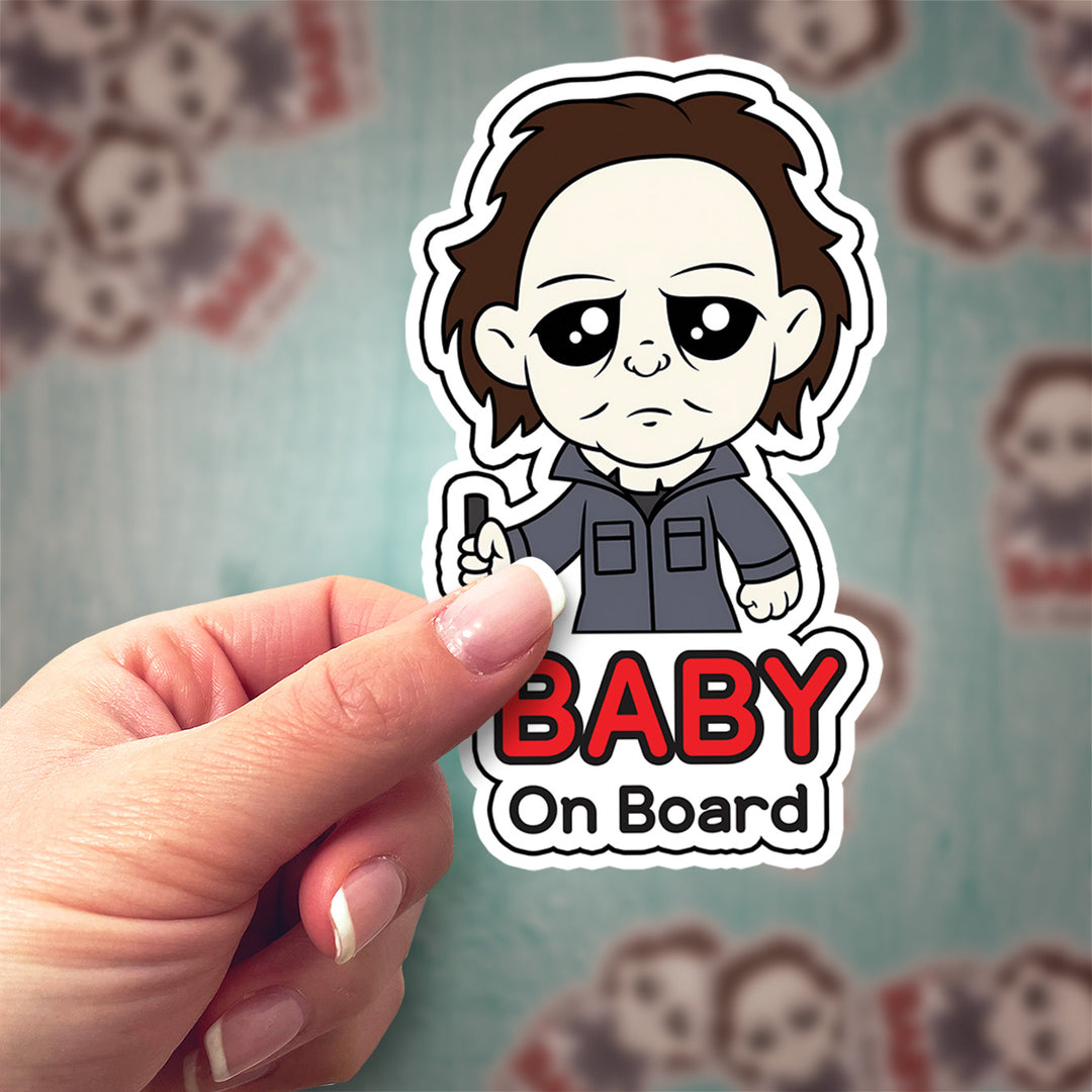 Michael Myers ‘Baby on Board’ Horror Sticker – Spooky & Fun!