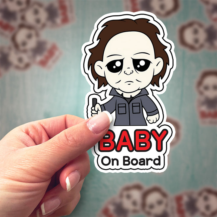Michael Myers ‘Baby on Board’ Horror Sticker – Spooky & Fun!