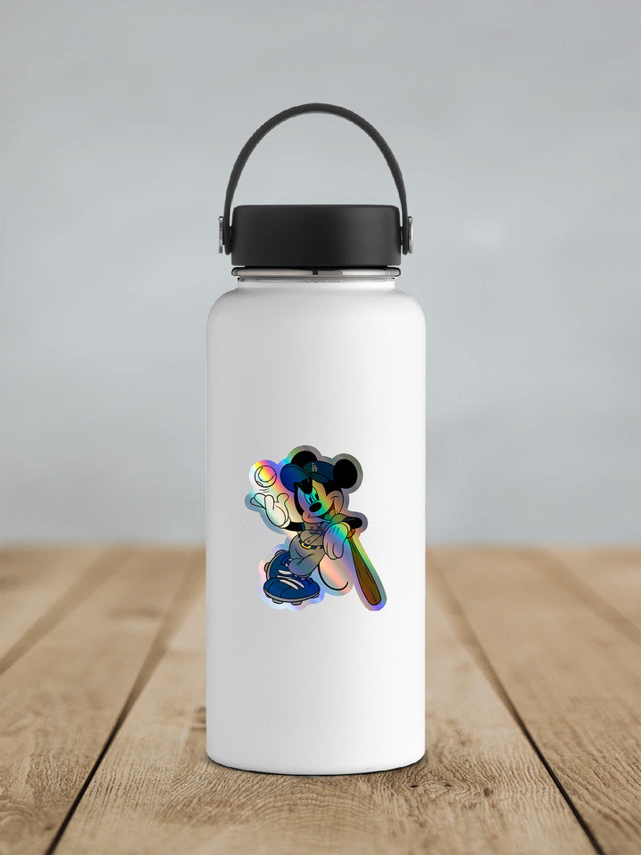 Los Angeles Dodgers - Mickey Holographic Dodgers Logo Sticker: Show Your Dodgers Pride with a Twist! Free Second Sticker With Your Purchase.