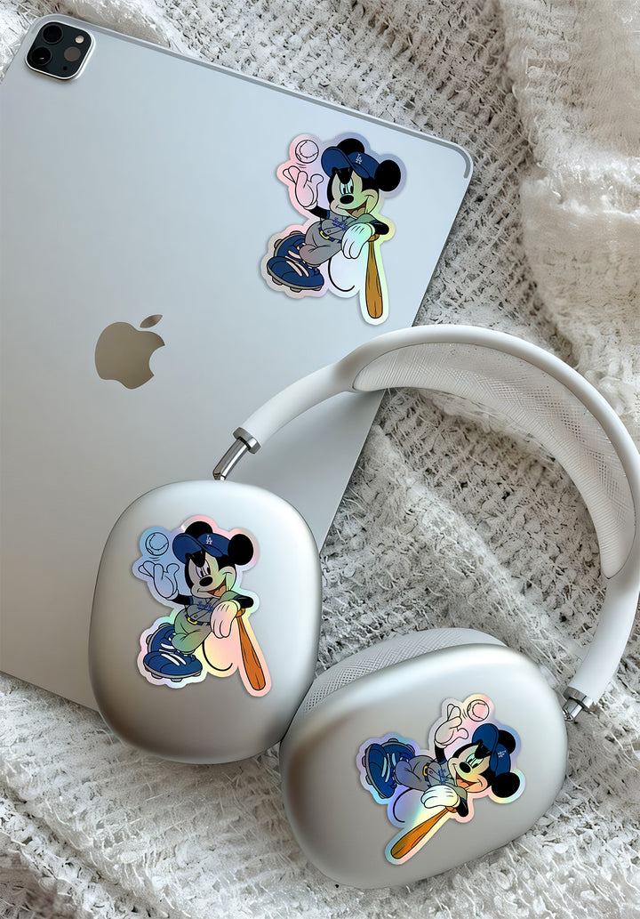 Los Angeles Dodgers - Mickey Holographic Dodgers Logo Sticker: Show Your Dodgers Pride with a Twist! Free Second Sticker With Your Purchase.