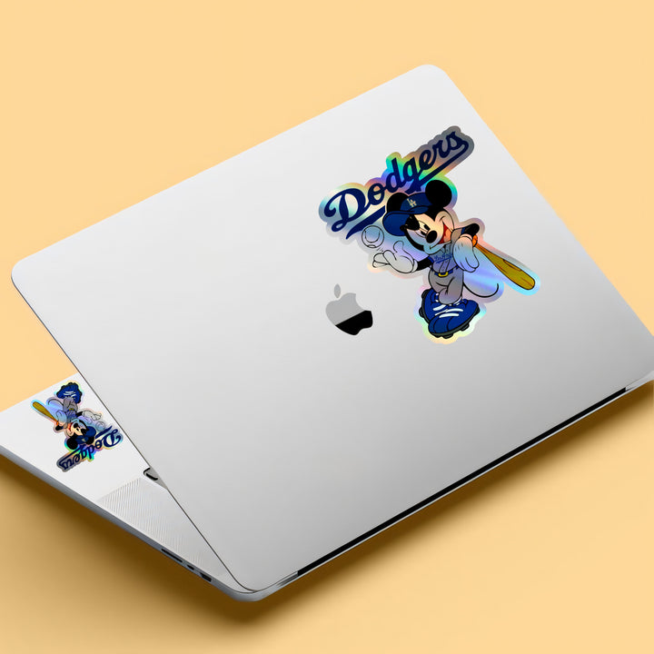 Los Angeles Dodgers - Mickey Holographic Dodgers Logo Sticker: Show Your Dodgers Pride with a Twist! Free Second Sticker With Your Purchase.