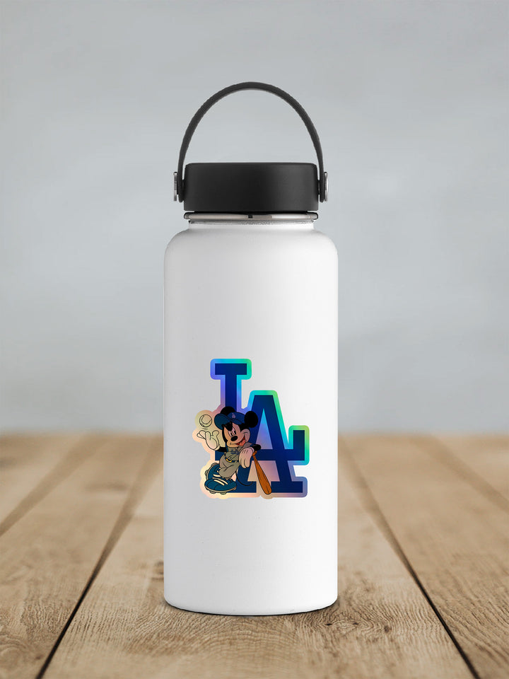 Los Angeles Dodgers - Mickey Holographic Dodgers Logo Sticker: Show Your Dodgers Pride with a Twist! Free Second Sticker With Your Purchase.