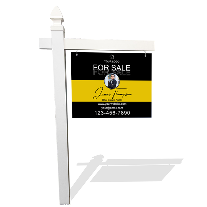 High-Visibility Yellow & Black Real Estate Sign – Durable Aluminum & PVC Options