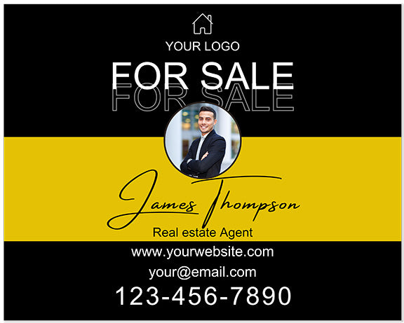 High-Visibility Yellow & Black Real Estate Sign – Durable Aluminum & PVC Options