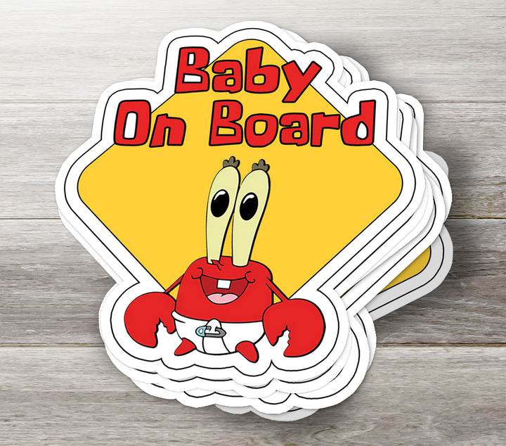 Mr. Krabs ‘Baby on Board’ Sticker – Funny & Cute SpongeBob Car Decal