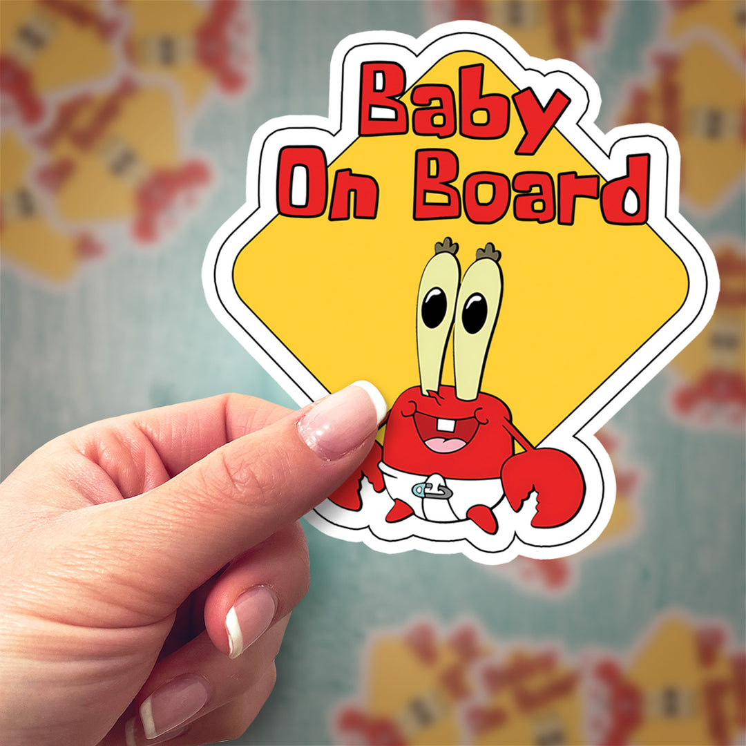 Mr. Krabs ‘Baby on Board’ Sticker – Funny & Cute SpongeBob Car Decal
