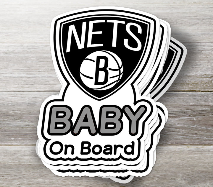 Brooklyn Nets ‘Baby on Board’ Sticker – NBA Fan Car Decal