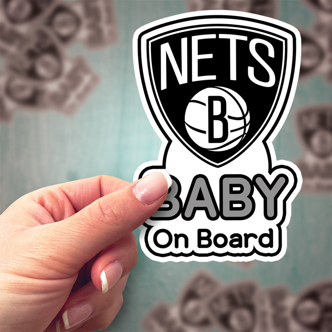 Brooklyn Nets ‘Baby on Board’ Sticker – NBA Fan Car Decal