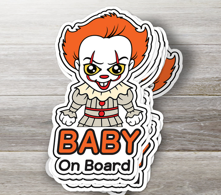 Pennywise ‘Baby on Board’ Sticker – Creepy Cute Horror Decal