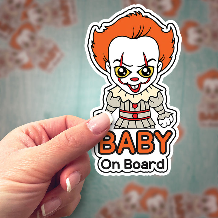 Pennywise ‘Baby on Board’ Sticker – Creepy Cute Horror Decal