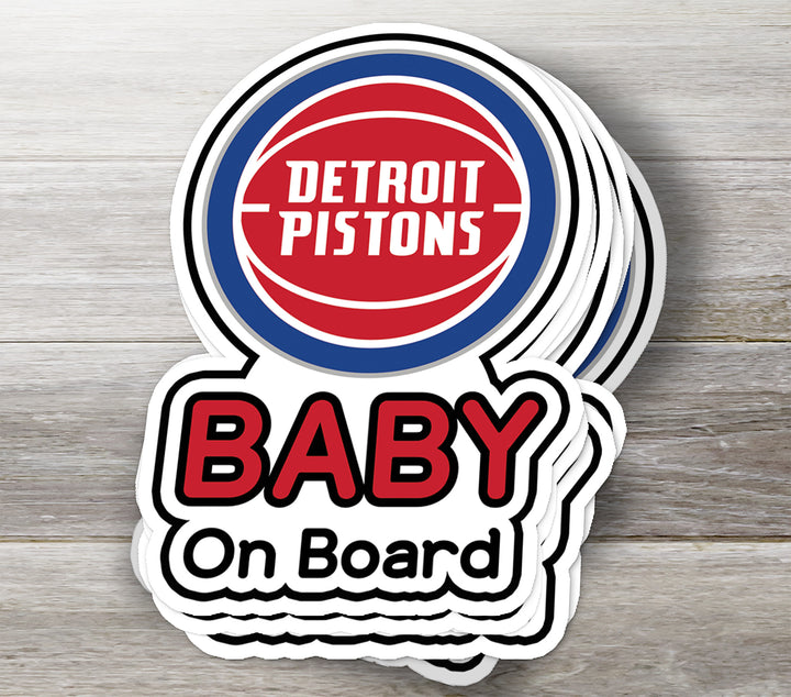 Detroit Pistons ‘Baby on Board’ Sticker – NBA Fan Car Decal