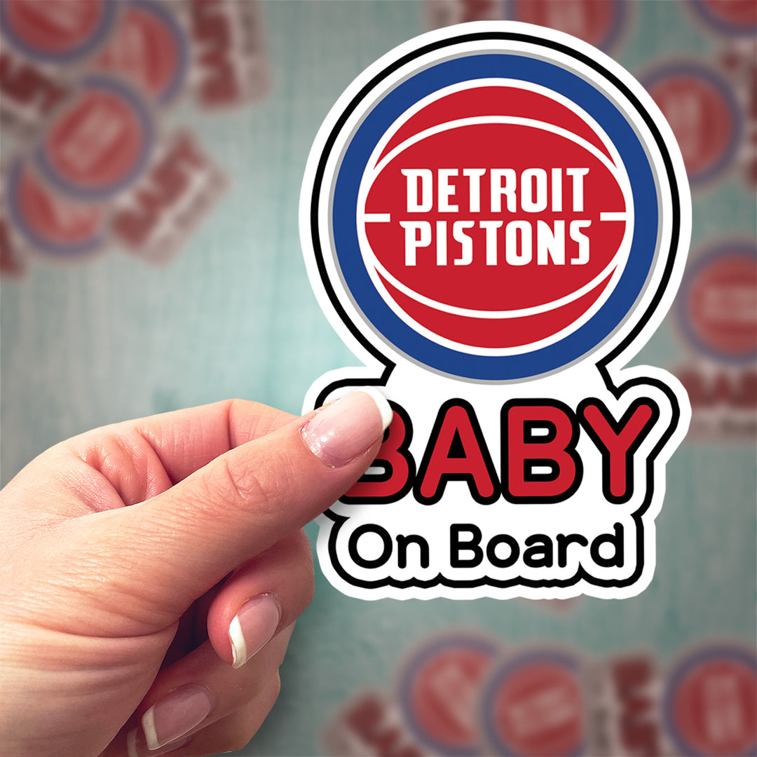 Detroit Pistons ‘Baby on Board’ Sticker – NBA Fan Car Decal