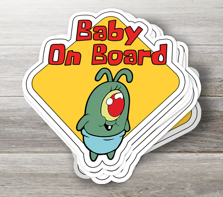 Plankton ‘Baby on Board’ Sticker – Funny SpongeBob Car Decal