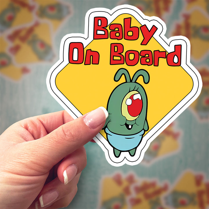 Plankton ‘Baby on Board’ Sticker – Funny SpongeBob Car Decal