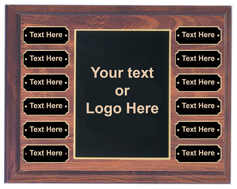 Cherry Finish Plaque - Black/Gold Brass Plate - Black Brass Perpetual Plate - Value Pack