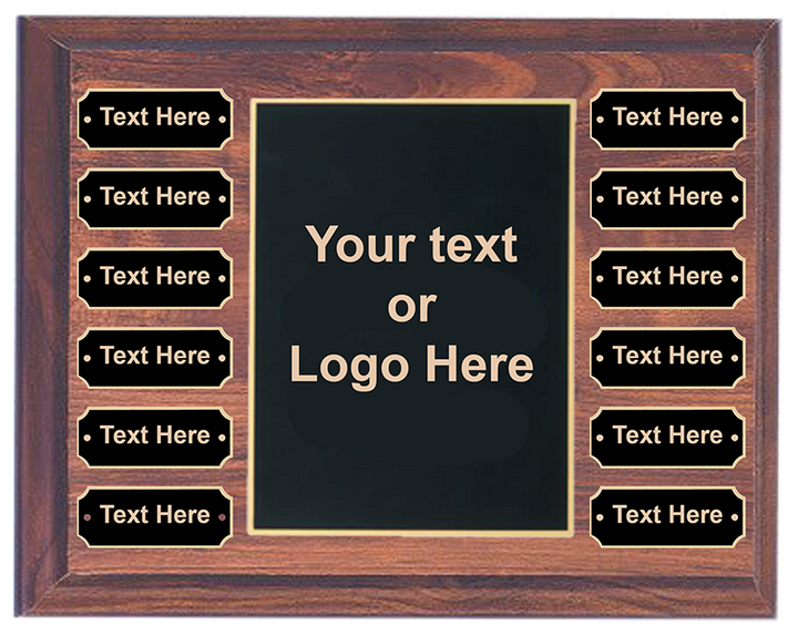 Cherry Finish Plaque - Black/Gold Brass Plate - Black Brass Perpetual Plate - Value Pack