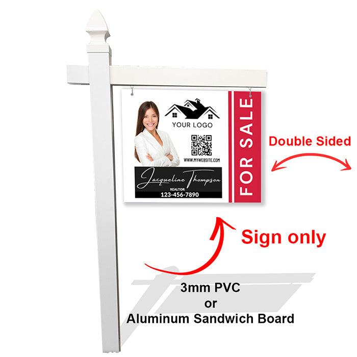Red & White Real Estate Sign with QR Code – Personalized Realtor Branding