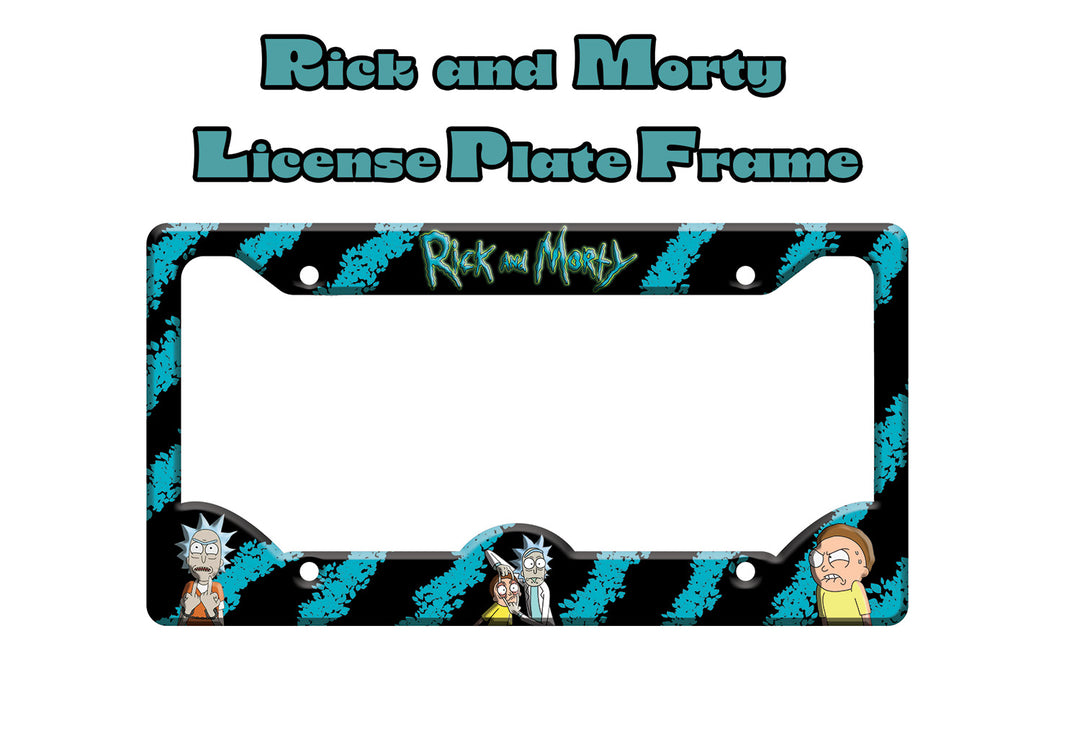 Rick and Morty License Plate Frame – Funny Aluminum Car Accessory