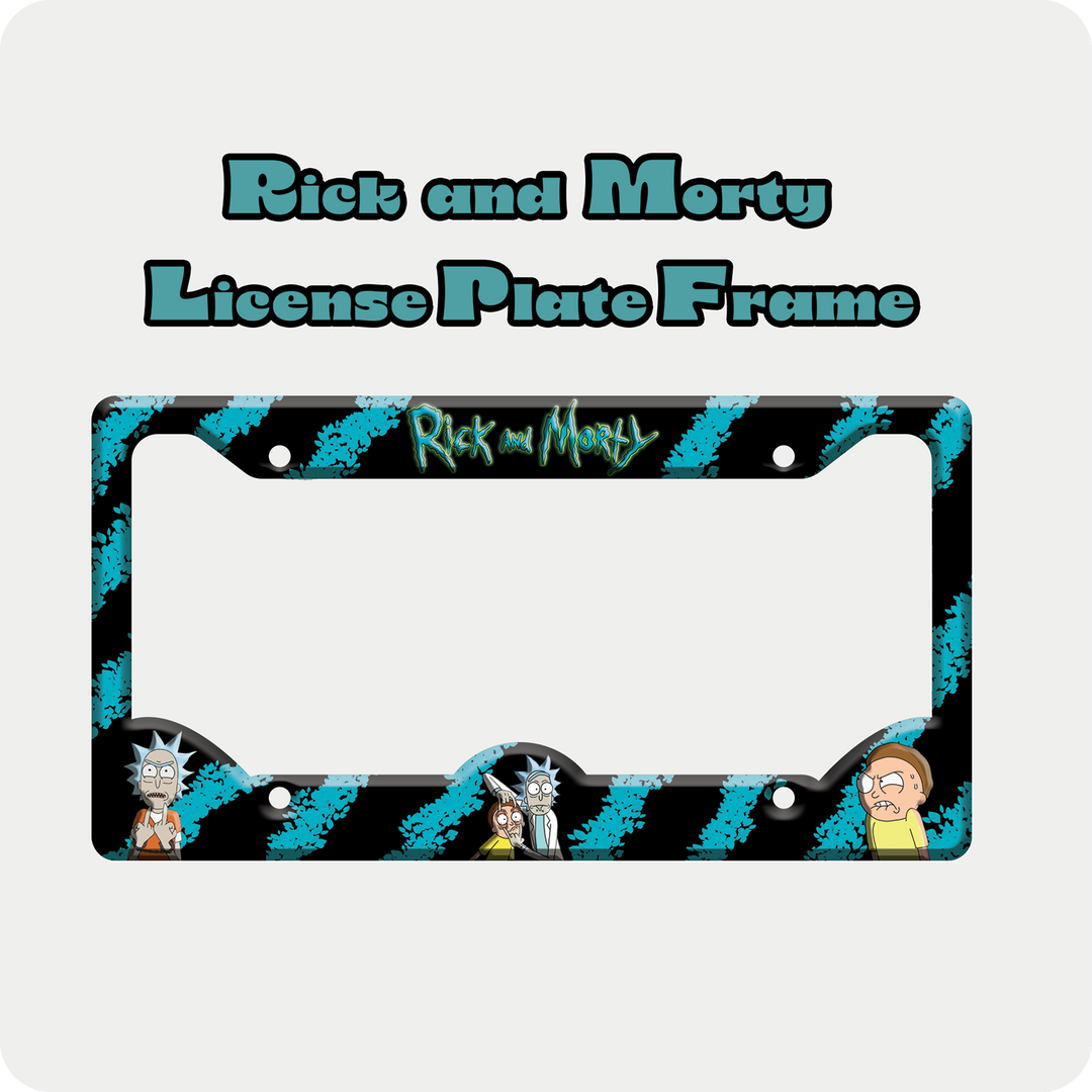 Rick and Morty License Plate Frame – Funny Aluminum Car Accessory