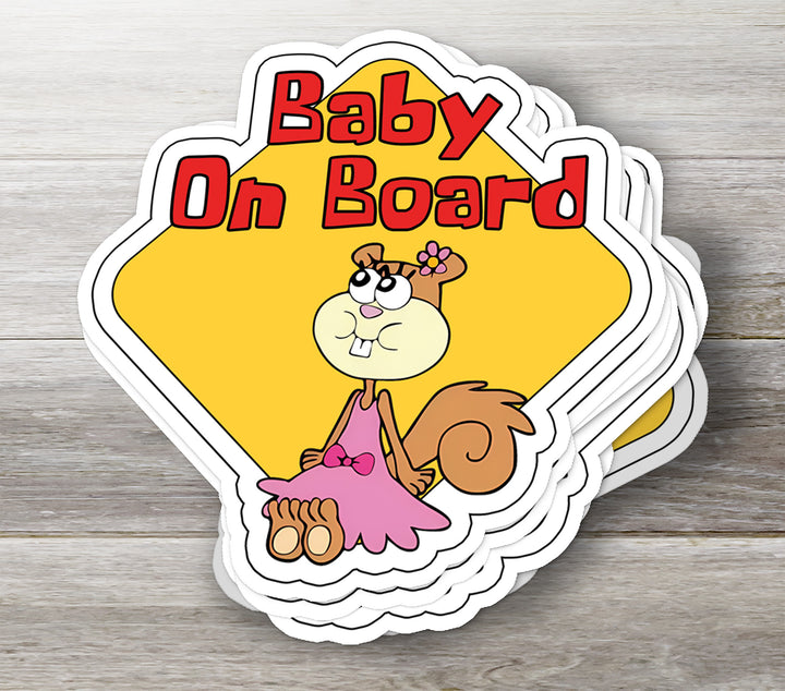 Sandy Cheeks ‘Baby on Board’ Sticker – Cute SpongeBob Car Decal