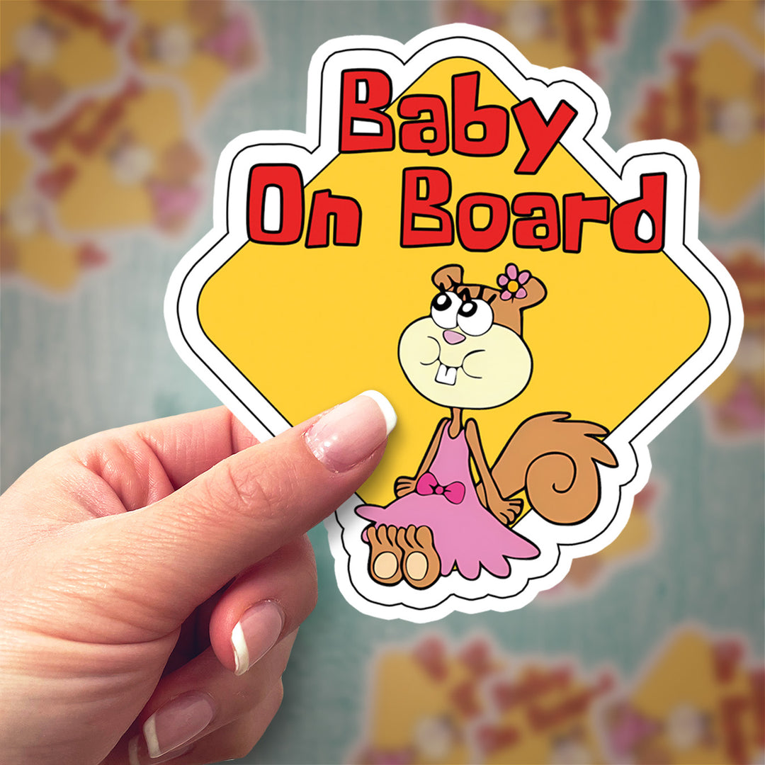 Sandy Cheeks ‘Baby on Board’ Sticker – Cute SpongeBob Car Decal