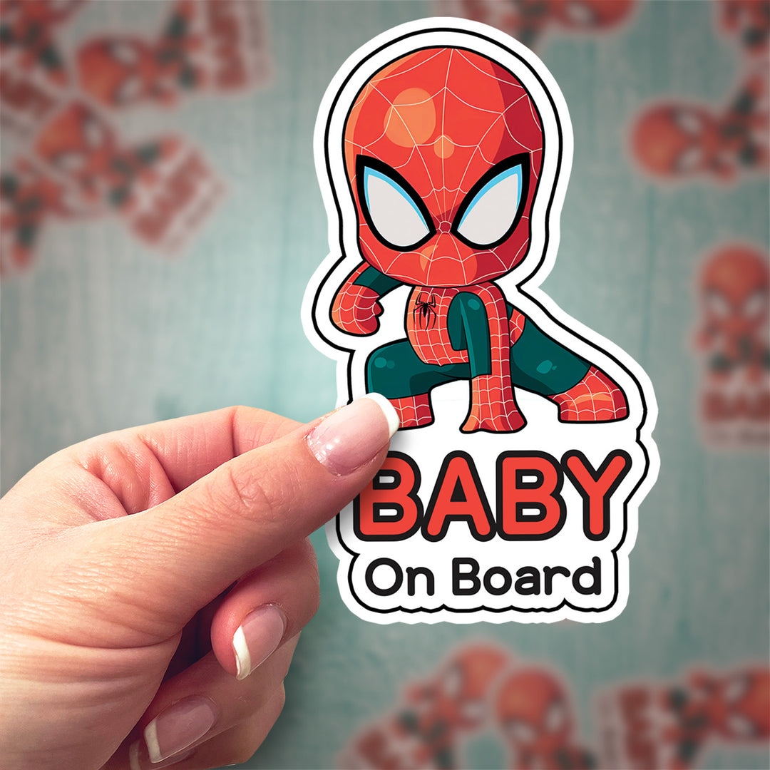 Spider Hero Baby on Board Sticker – Web-Slinging Safety Sign