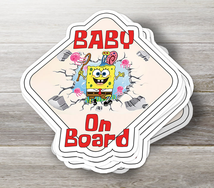 SpongeBob ‘Baby on Board’ Sticker – Fun Cartoon Car Decal