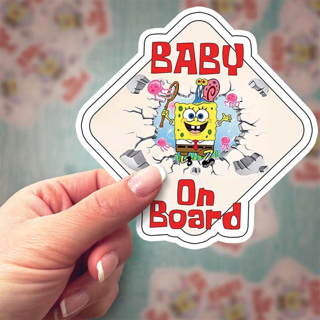 SpongeBob ‘Baby on Board’ Sticker – Fun Cartoon Car Decal