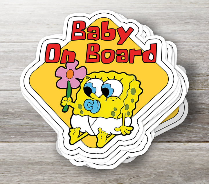 SpongeBob ‘Baby on Board’ Sticker – Adorable & Fun Cartoon Car Decal