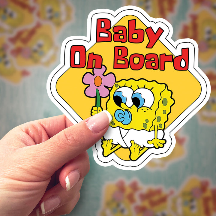 SpongeBob ‘Baby on Board’ Sticker – Adorable & Fun Cartoon Car Decal