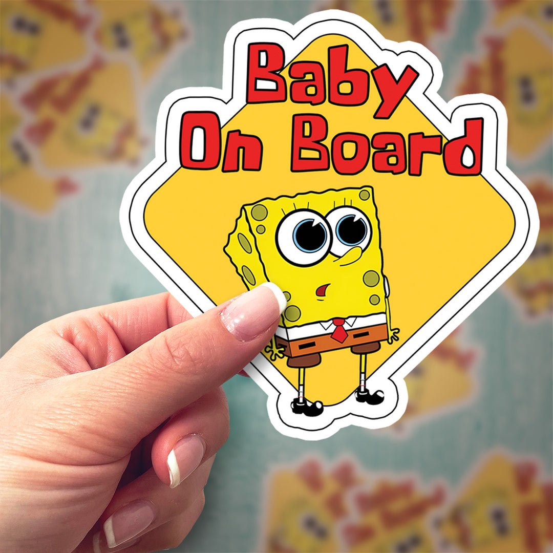 SpongeBob ‘Baby on Board’ Sticker – Fun & Quirky Car Safety Decal