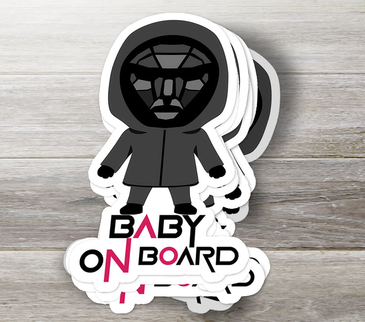 Squid Game Front Man Baby on Board Sticker – Dark & Mysterious Car Sign
