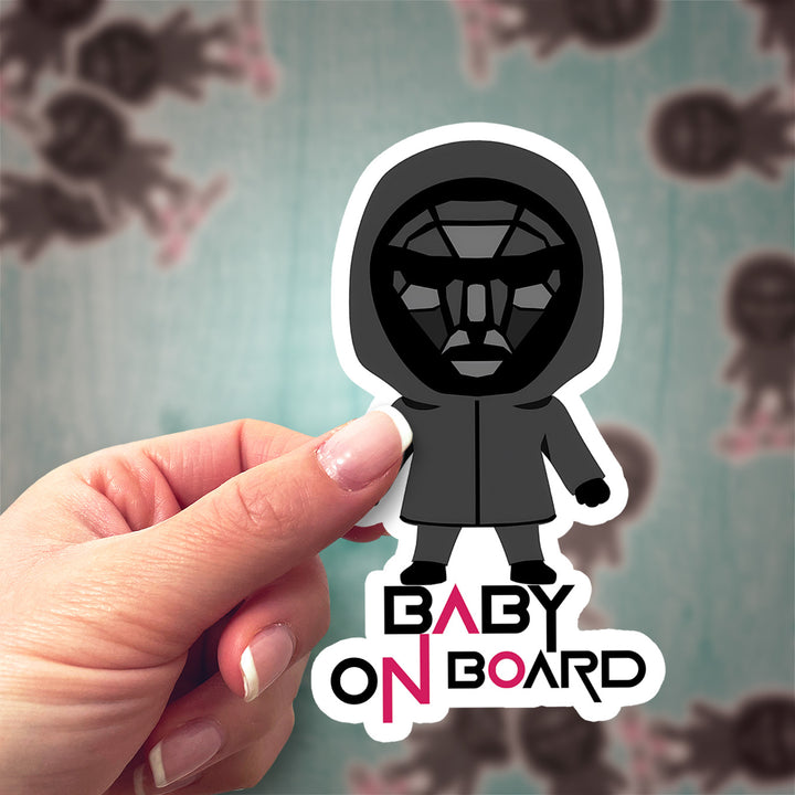 Squid Game Front Man Baby on Board Sticker – Dark & Mysterious Car Sign