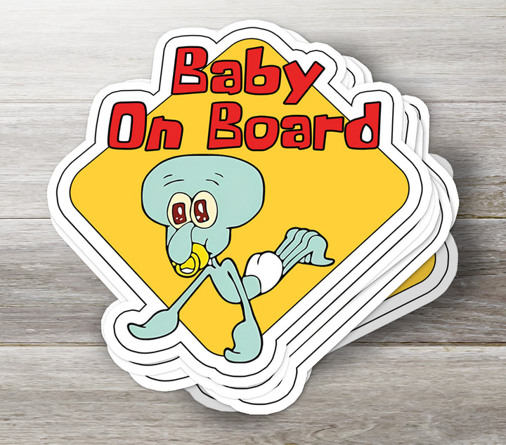 Squidward ‘Baby on Board’ Sticker – Funny SpongeBob Car Decal