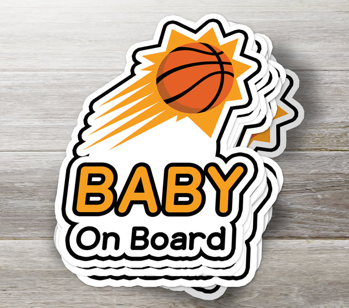 Phoenix Suns ‘Baby on Board’ Sticker – Bright Orange NBA Car Decal