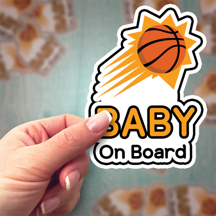 Phoenix Suns ‘Baby on Board’ Sticker – Bright Orange NBA Car Decal