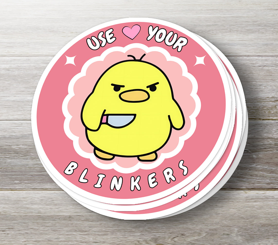 Use Your Blinkers Sticker – Funny Angry Duck Car Decal