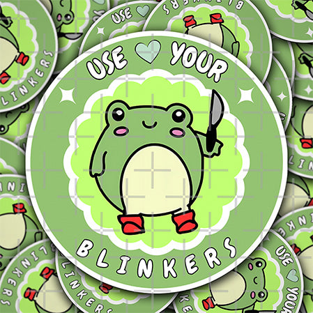 Use Your Blinkers Sticker – Funny Angry Frog Car Decal