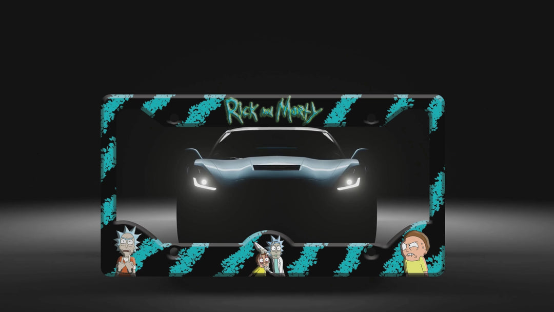 Rick and Morty License Plate Frame – Funny Aluminum Car Accessory
