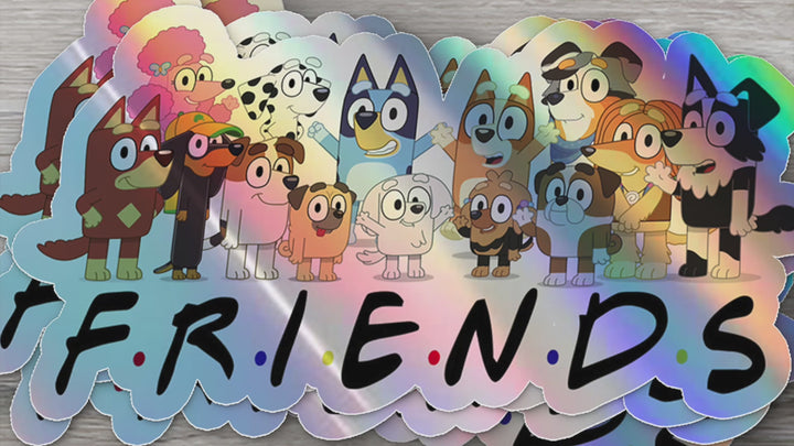Waterproof Holographic "Bluey and Friends" Sticker