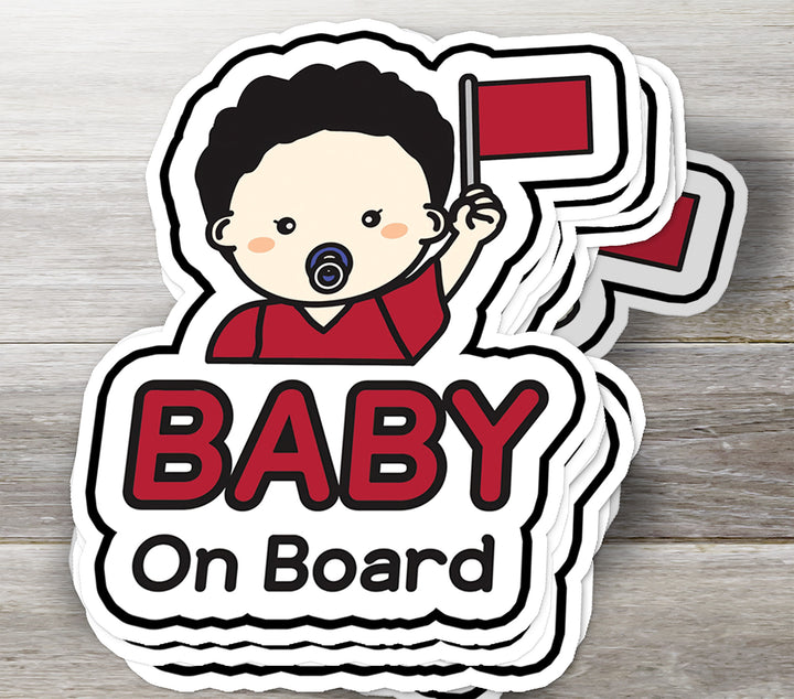 Baby on Board Sticker – Cute Baby Boy with Flag Decal